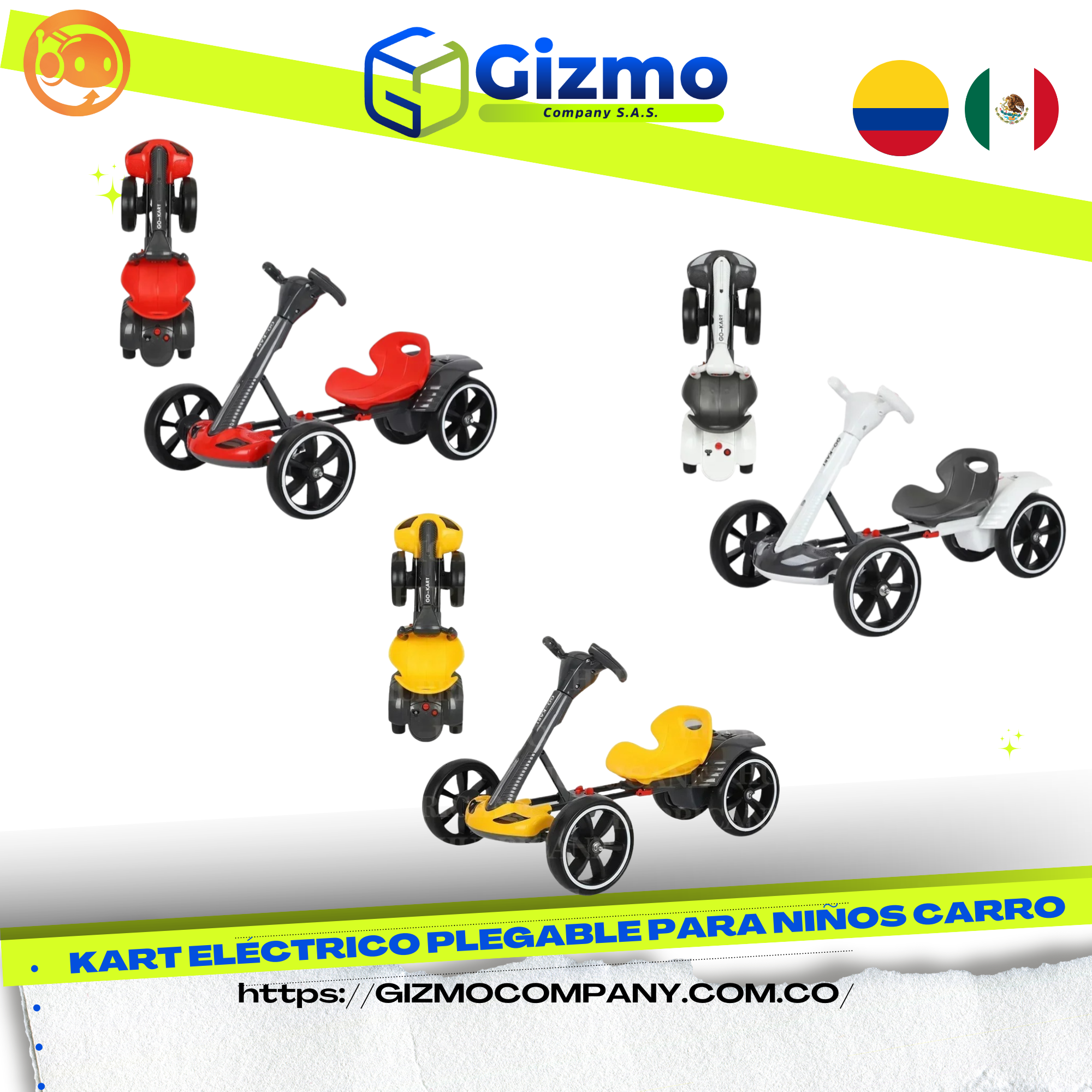 Carro Go Kart Electrico Plegable Ninos